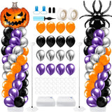 2 Sets Halloween Balloon Column Stand Kit with Scary Pumpkin Spider