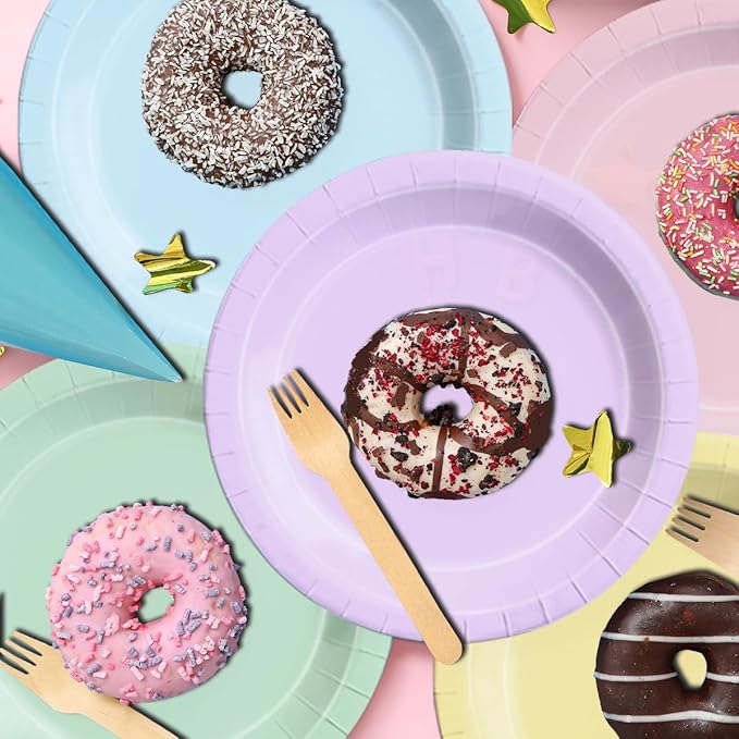 Pastel Party Decorations 60Pcs Rainbow Plates and Napkins Unicorn