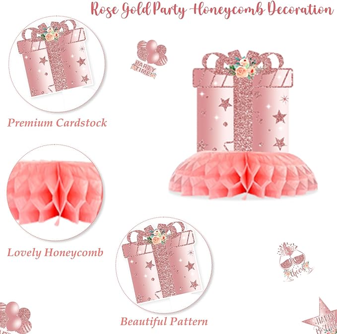 Rose Gold Birthday Party Decorations for Women Girls Happy Birthday