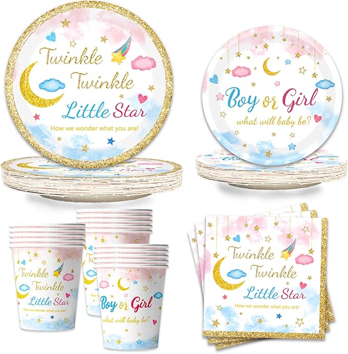 96Pcs Twinkle Twinkle Little Star Gender Reveal Party Supplies