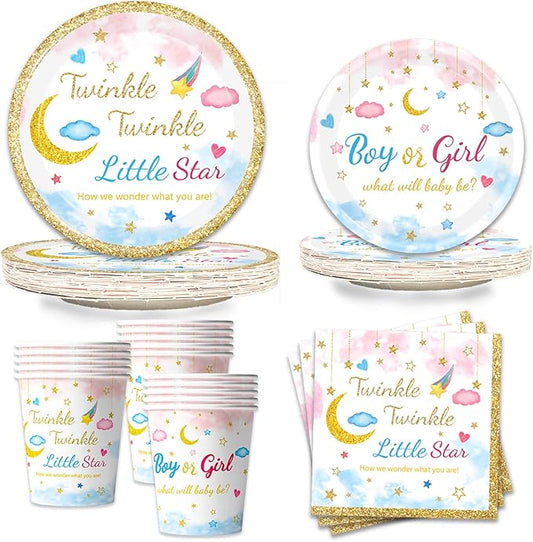 96Pcs Twinkle Twinkle Little Star Gender Reveal Party Supplies