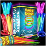 PartySticks Ultra Bright Glow Sticks Bulk Party Supplies 400 Pack - 8"