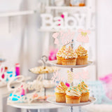24Pcs Oh Baby Cupcake Toppers Baby Girl Cupcake Toppers with Bow Dress