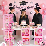 Pink Graduation Decorations Class of 2026 - Set of 4 Balloons Boxes
