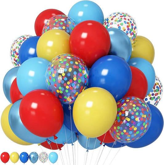 HILAVO Red Yellow Blue Balloons Light Baby Royal Metallic Blue Red