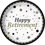 Serves 30 Happy Retirement Complete Party Pack 9 Dinner Paper Plates
