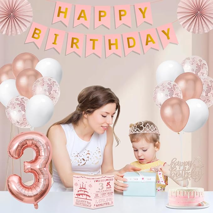 3rd Birthday Decorations for Girls 32PCS 3 year old Birthday Party