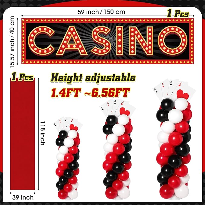 138 Pcs Casino Theme Party Decorations Set 8 Jumbo Poker Cards