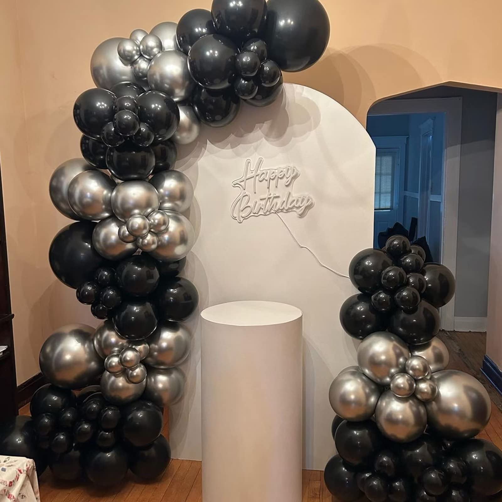 Black and Silver Balloon Garland Kit, Metallic Silver and Black