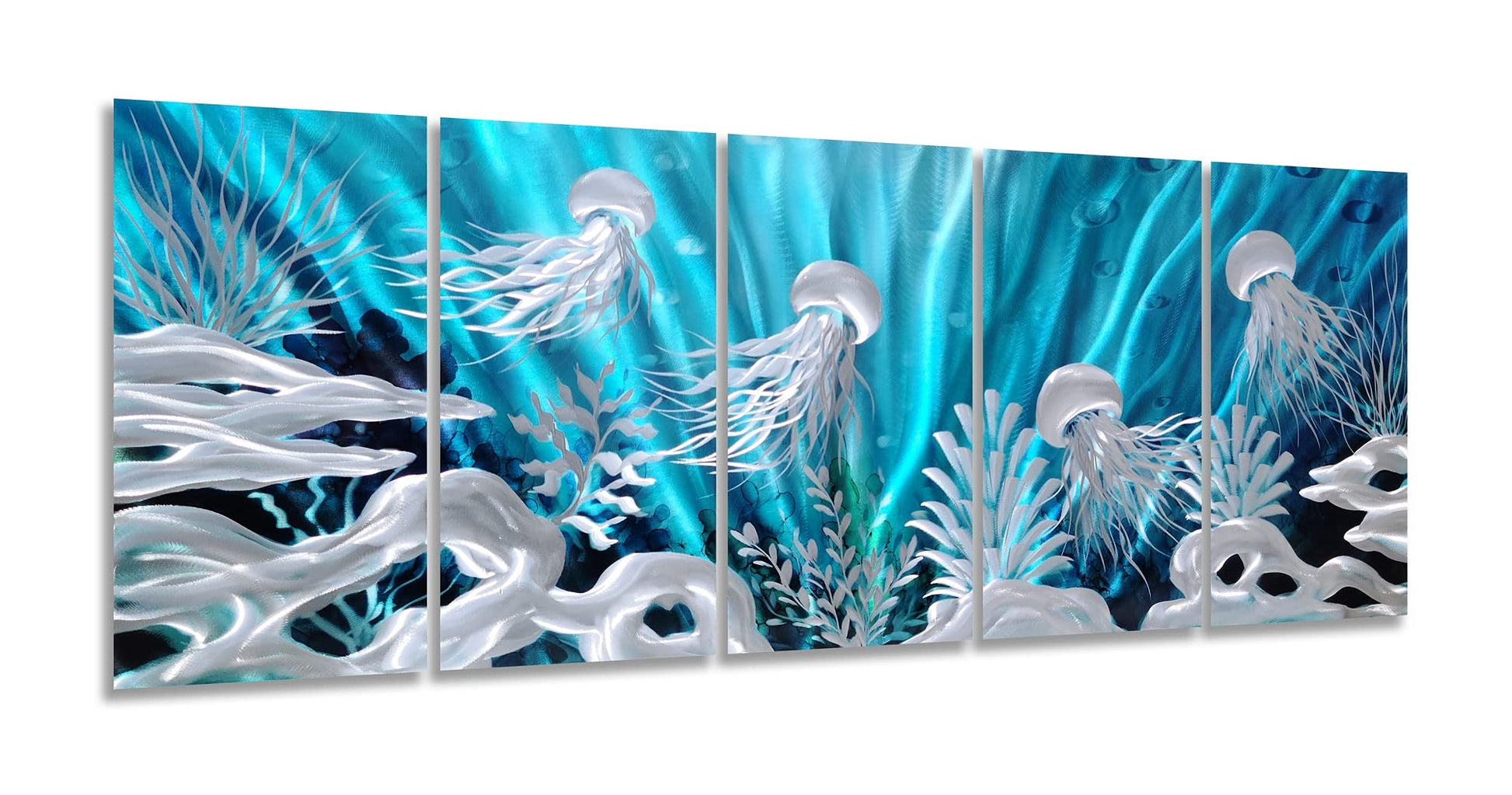 SYGALLERIER Jelly Fish Large Metal Wall Art Hand Grind Aluminum