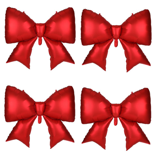 4Pcs Giant Bow Balloons, 97.5cm/38in Big Elegant Coquette Theme Red