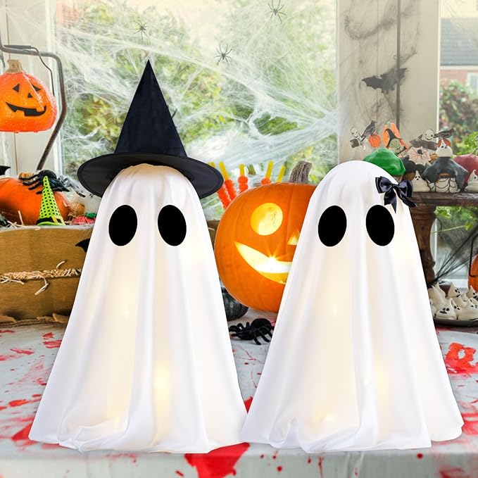 Timer Light Up Halloween Scary Ghost Decorations Set of 2 DIY Spooky