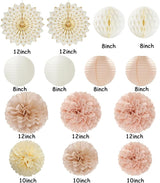 Champagne Gold Beige Peach Boho Party Decorations Streamers 14pcs