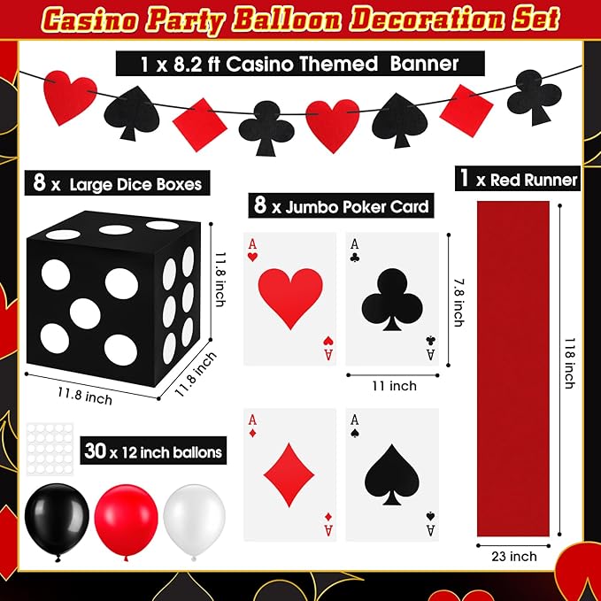 52 Pcs Casino Themed Decorations Set Game Casino Night Entryway Door