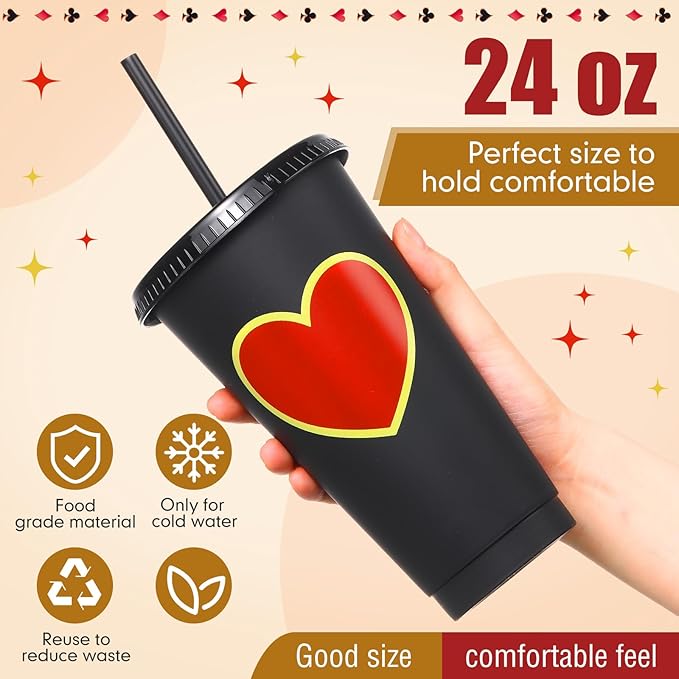 12 Pcs Black Casino Party Supplies Casino Plastic Reusable Cute Cups
