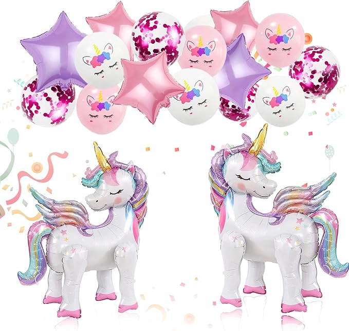 16 Pcs Unicorn Balloons Kit for Birthday Party Decorations 2 Self
