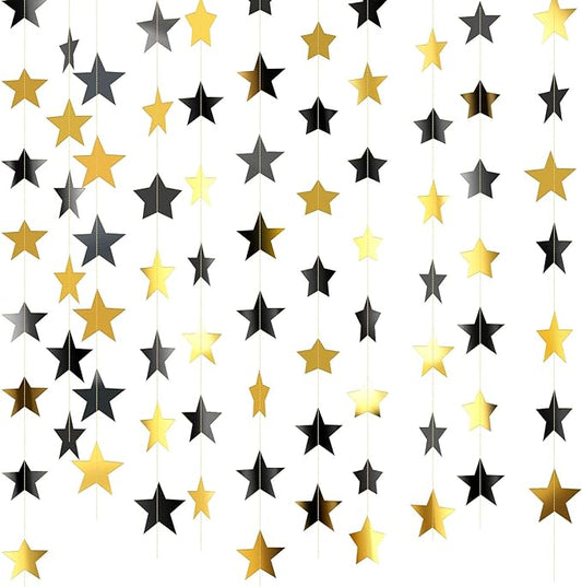Patelai Glitter Star Garland Banner 2026 Party Decor 130 Feet Star