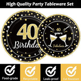 96 Pcs 40th Birthday Plates and Napkins Party Supplies Black Gold