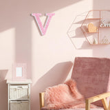 Qunclay Pink Crystal Diamond Letter Wall Decor, Glitter Wooden Bling