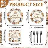 96Pcs Love Is Brewing Party Decorations Bridal Shower Tableware