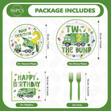 96Pcs Trash Truck 2nd Birthday Party Decoration Green Garbage Truck