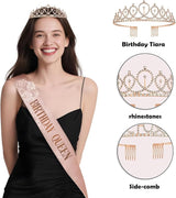 Happy Birthday Decorations for Women Girls Black Rose Gold Birthday