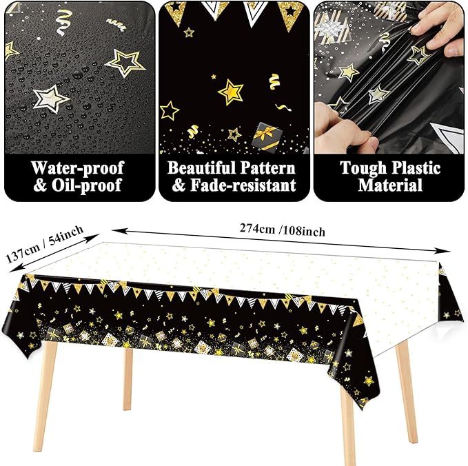 Happy Retirement Party Supplies Serves 24 Black and Gold Retirement