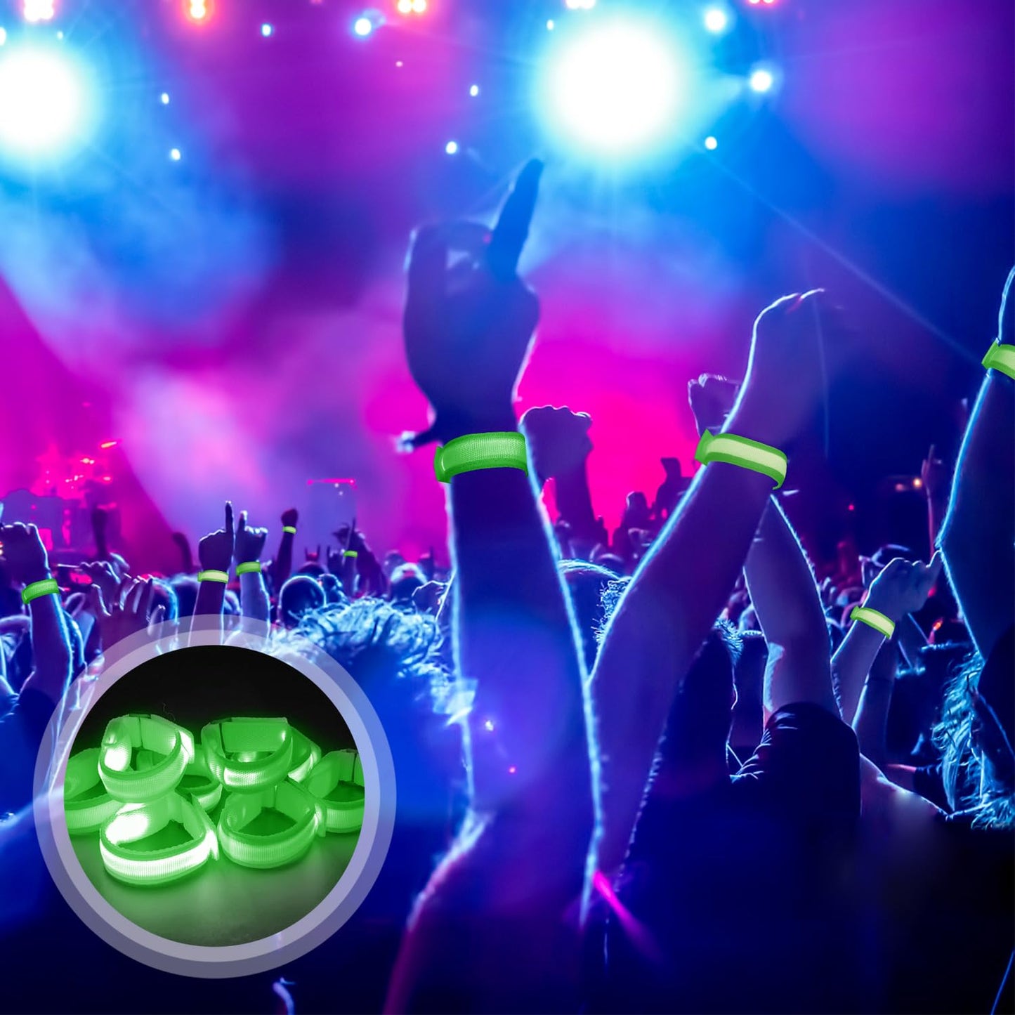 M.best 8pcs LED Light Up Bracelets Glow Flashing Wristbands Glow in
