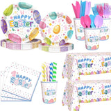 194 Pcs Easter Party Supplies Decorations Happy Easter Party Plates