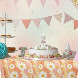 Tiamon 3 Pieces Plastic Groovy Tablecloths Retro Hippie Table Covers