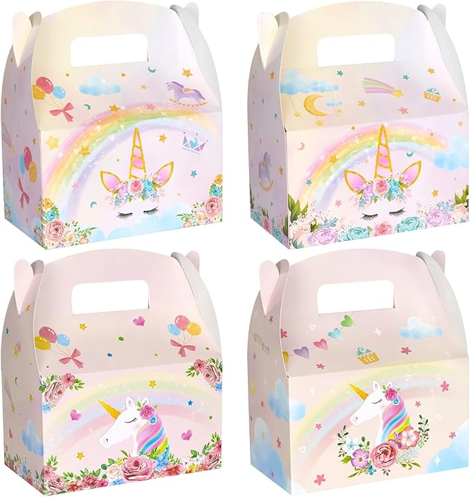 WERNNSAI 12 Pcs Unicorn Party Favor Boxes- Rainbow Unicorn Goodies