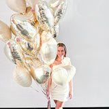 Cream White Heart Balloons,12Pcs Sand White Gold Heart Shaped Foil