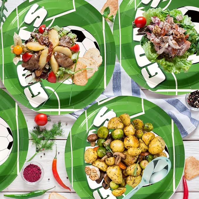 175 Piece Soccer Themed Disposable Plate Set for 25 Guests Party