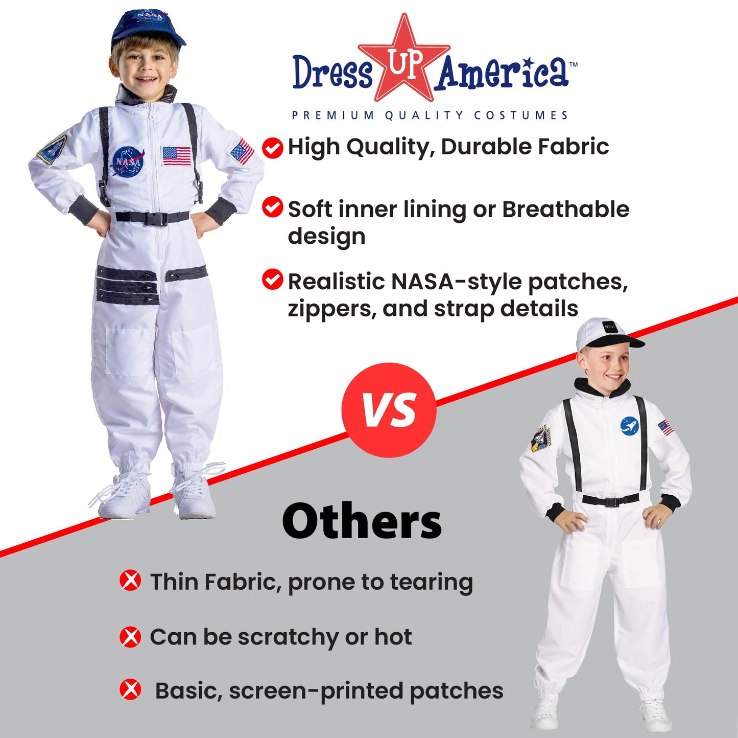 Dress Up America Kids NASA Astronaut Costume – Orange Space Suit with