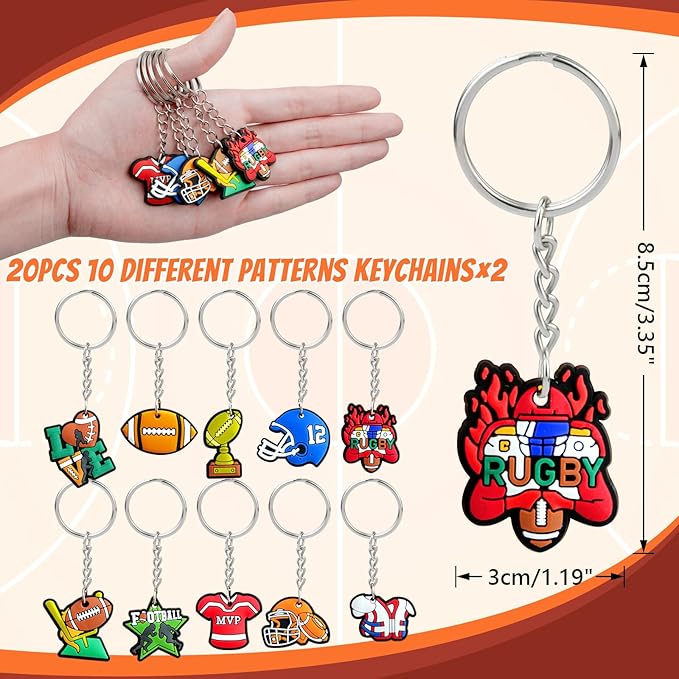 110 Pcs Football Party Favors Drawstring Backpack with Keychains