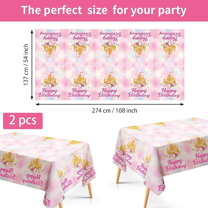 98 Pcs Princess Birthday Party Supplies Four Ever a Princess Plates