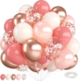 Dusty Blush Pink Balloons, 12 Inch Retro Pink Metallic and Rose Gold