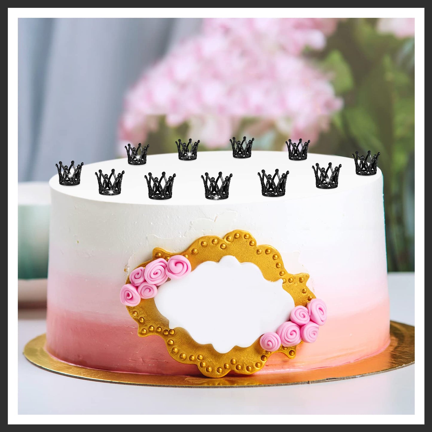 12 Pcs Crown Cake Topper Mini Baby Crown Tiny Queen Small Alloy Black