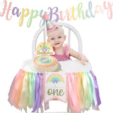 Macaron Pastel Rainbow High Chair Banner for 1st Birthday