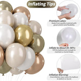 Champagne Gold and White Balloons, 12 Inch Double Stuffed Pearl White