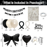 Black Bow Birthday Party Decorations, Coquette Bow Black Sand White