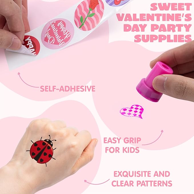 700+ Pcs Valentines Day Stickers Stampers & Tattoos Party Favor
