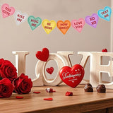 Valentine's Day Heart Garland Felt Banner Decorations for Mantle