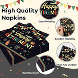 96 PCS Retirement Party Paper Plates Napkins Colorful Vintage