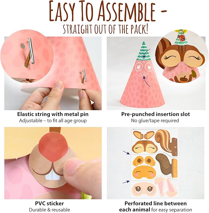 Glittery Garden Woodland Themed Christmas Party Hats Making Kit c/w