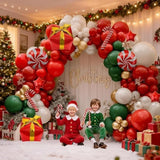 Christmas Balloons Garland Arch Kit Double Stuffed Dark Green Red