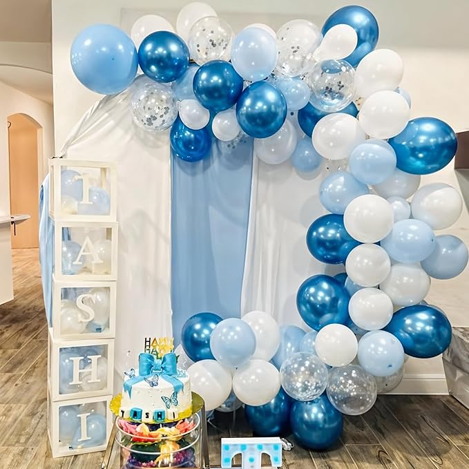 Togvu Metallic Blue Silver Balloons, 60 Pcs 12 Inches Chrome Blue
