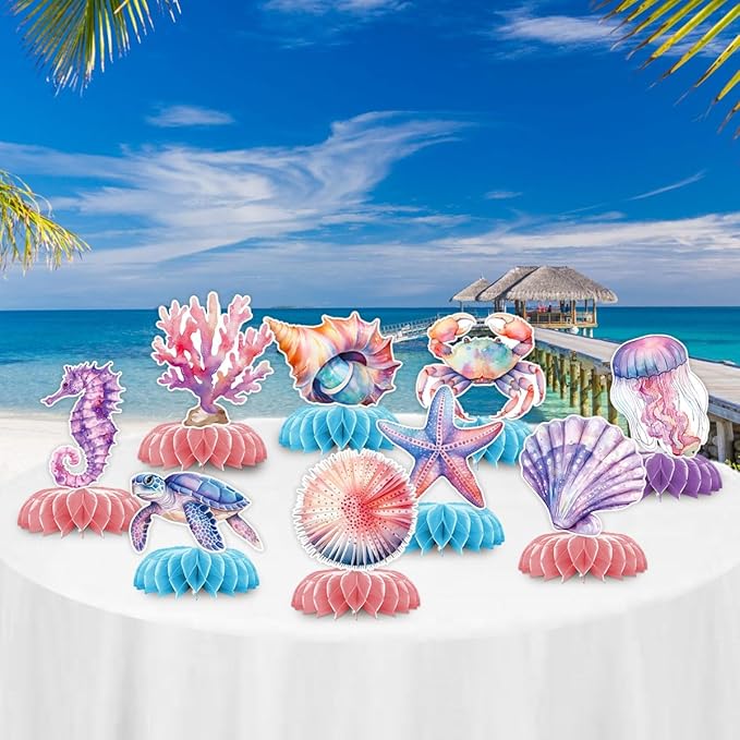 Mermaid Party Decorations TONGQI 12 Pcs Ocean Theme Table Decoration