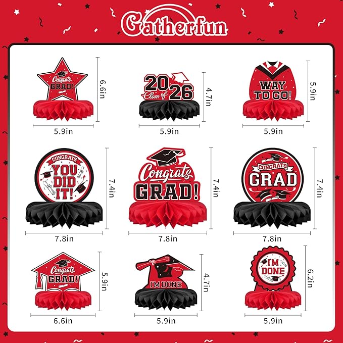 9PCS Graduation Decorations 2026 Congrats Grad Table Centerpiece