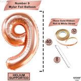 KatchOn, Rose Gold Number 9 Balloon - 40 Inch | Foil 9 Birthday
